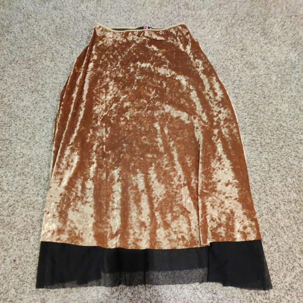 Karla Kay Steen Gold Velour Maxi Skirt Festival Rave Women's Size Medium NWT *